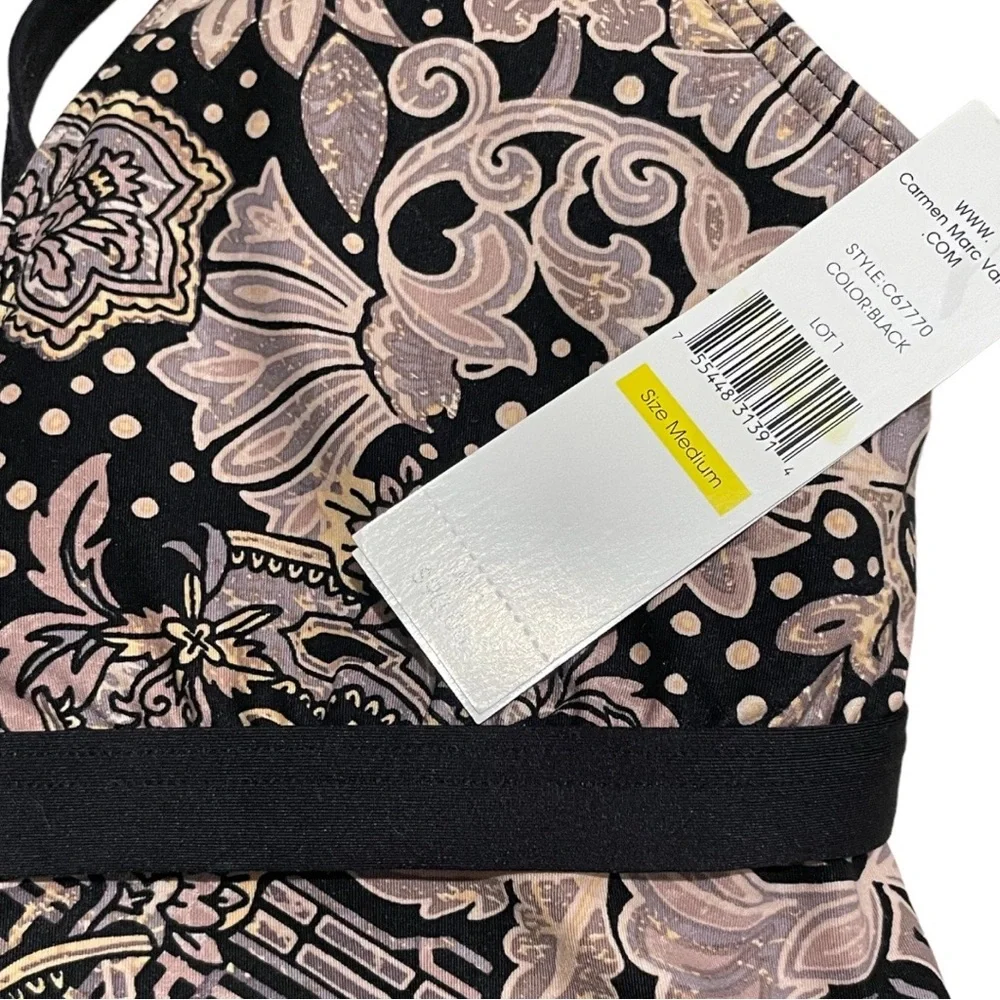Carmen Marc Valvo V-Neck Tankini Top in Ornamental Floral - Picture 4 of 7